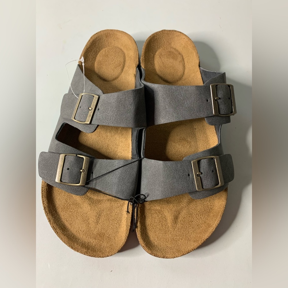 George Men's Gray Two Band Footbed Slide Sandal